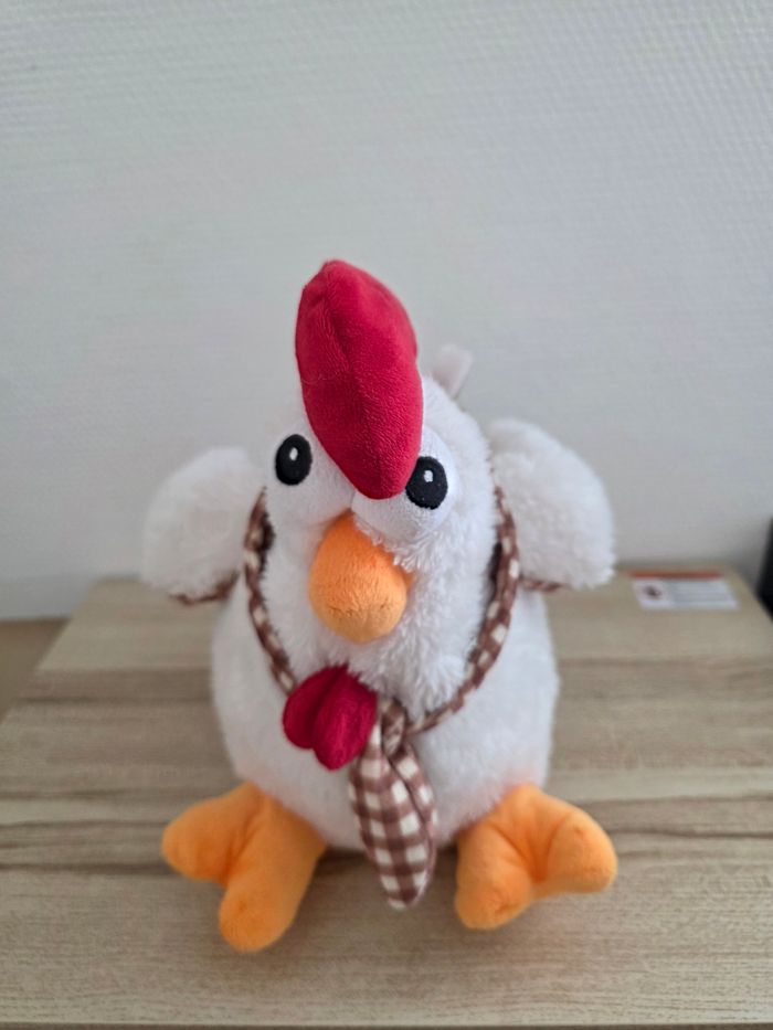 PELUCHE SAC POULE BLANCHE MARQUE FIZZY 30 CM - photo numéro 5