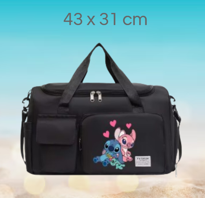 🌸Sac voyage noir Angel Stitch modèle "fou d'amour"