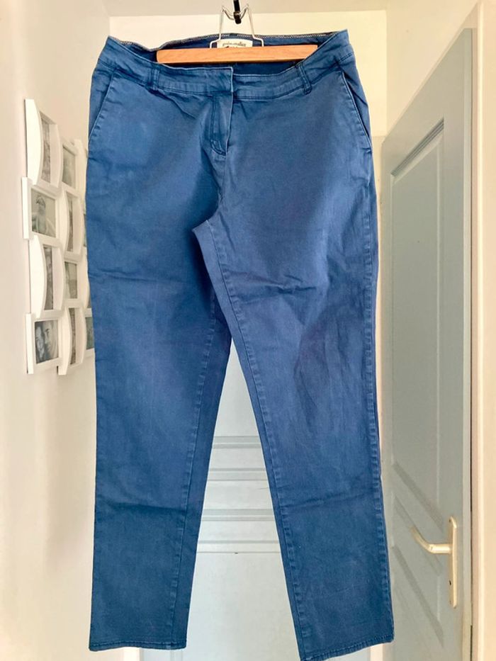 Pantalon en toile chino bleu Grain de malice Taille 42