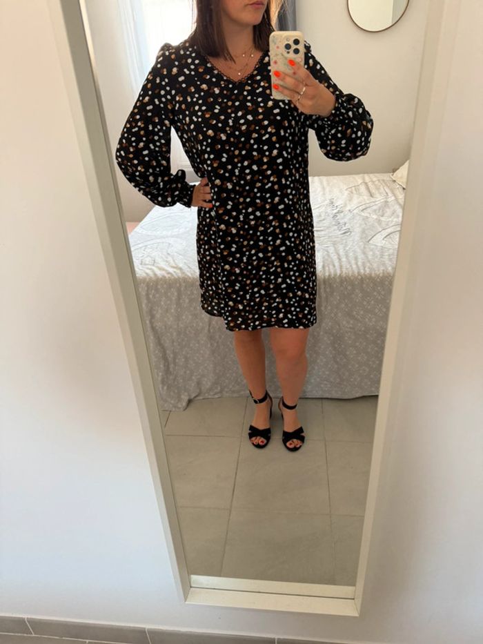Robe fluide noire à pois taille m