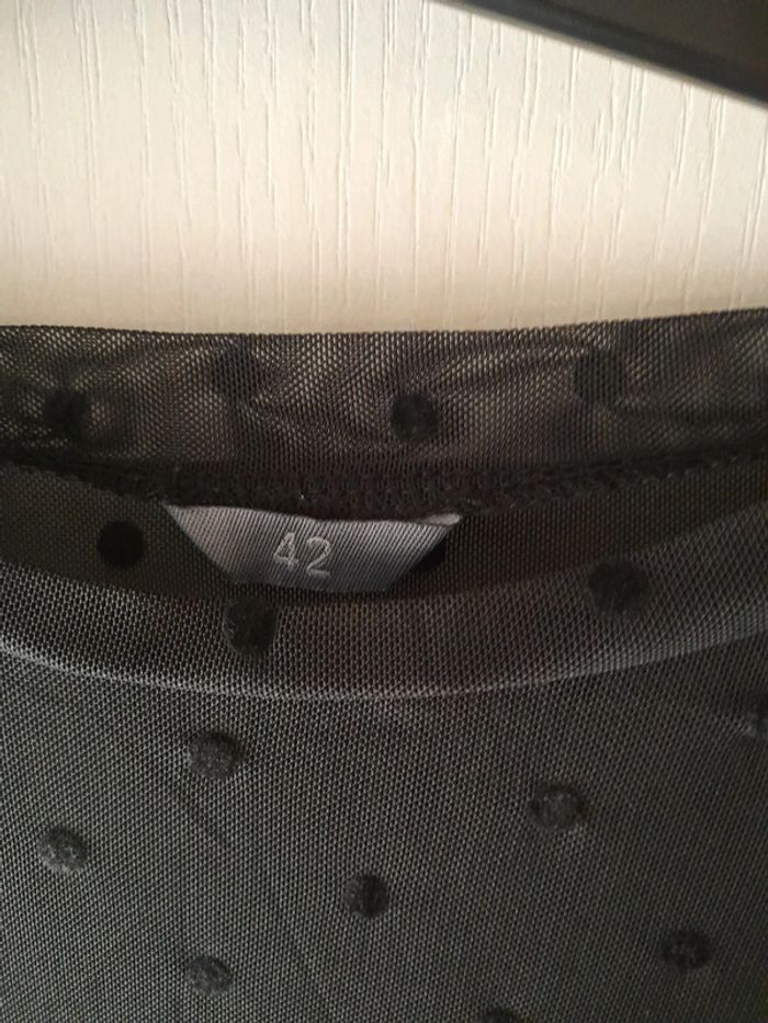 Haut noir transparent à pois - photo numéro 2