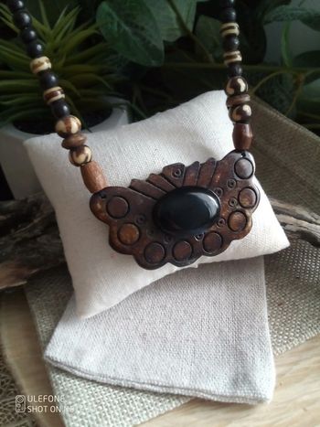 Collier naturel pierre et bois