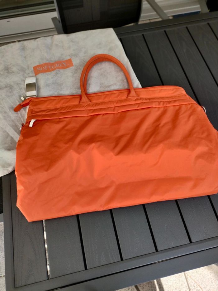 sac de voyage weekend orange soft grey nylon - photo numéro 6