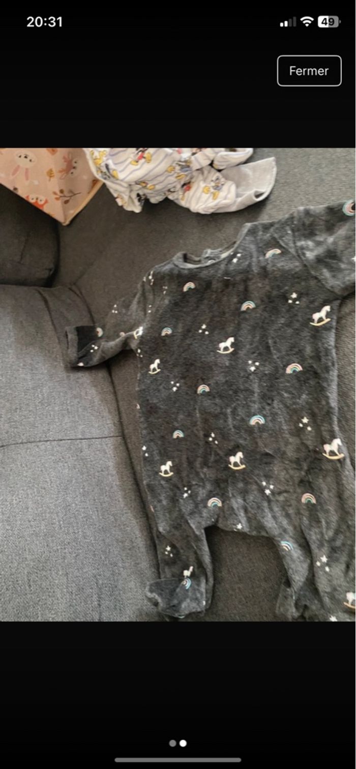 Pyjama velours en laine 1 mois