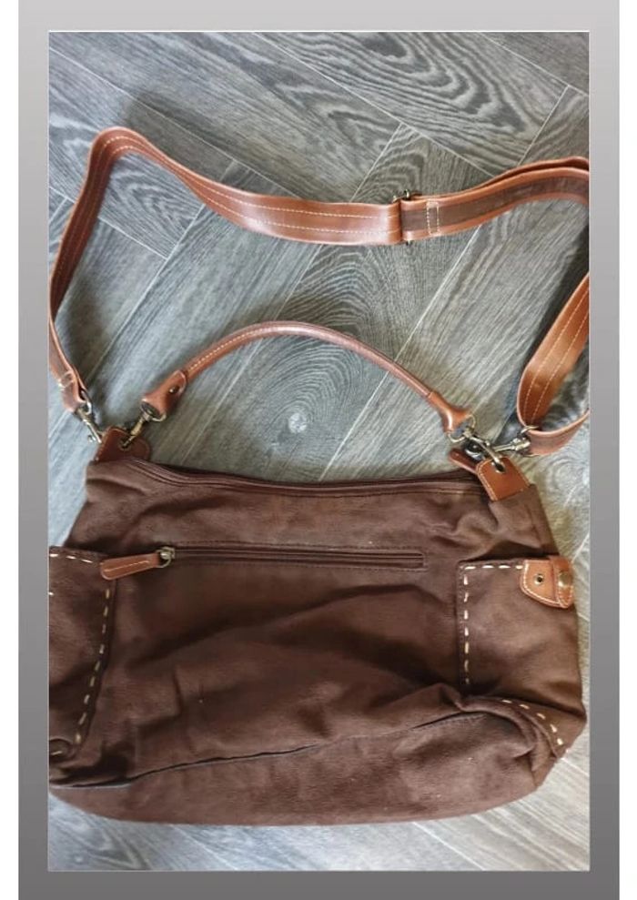 Sac à main Mac Douglas en daim marron 40x23 cm - photo numéro 3