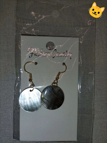 Boucles d'oreilles pendantes rond noir