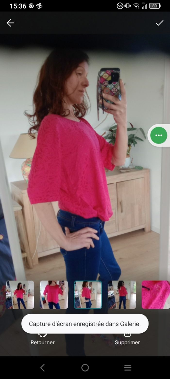 Top femmes 48 fushia à motifs rose c78 - photo numéro 3