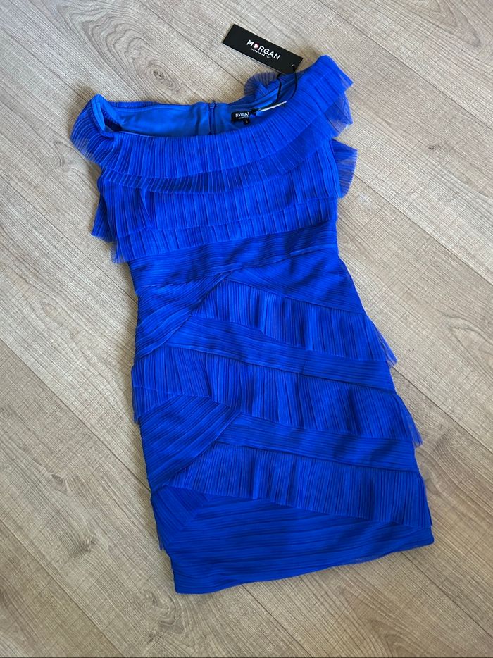 Robe bleue neuve avec volants Morgan taille S (valeur 85€) fermeture cassée - photo numéro 7
