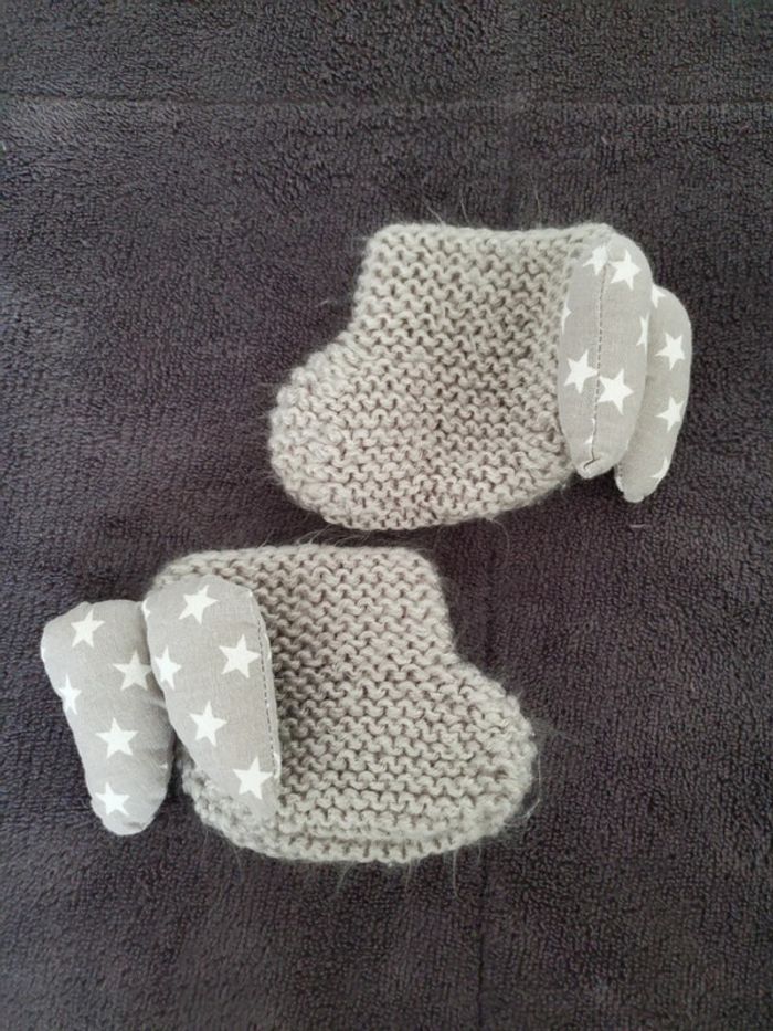 Chaussons souples laine naissance