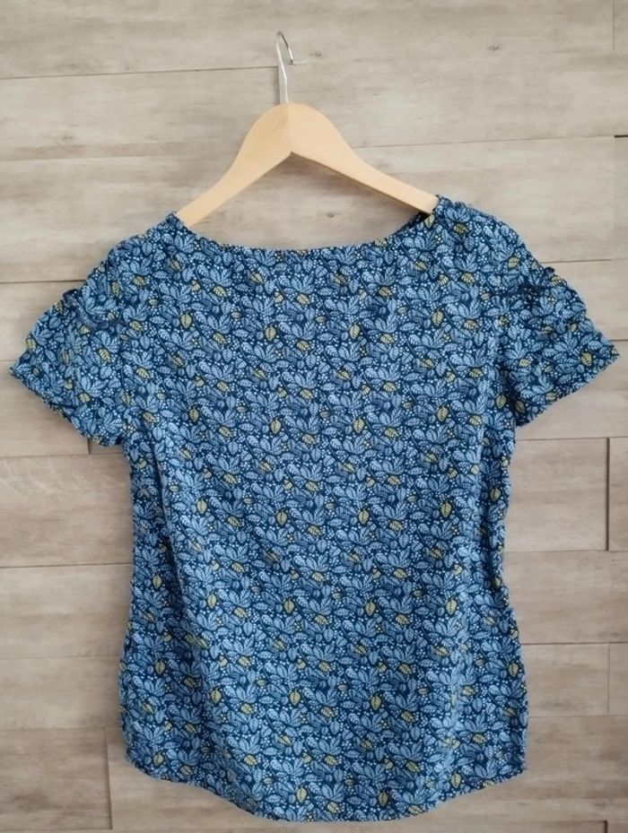 Blouse manches courtes EDC bleu feuillage TS - photo numéro 4