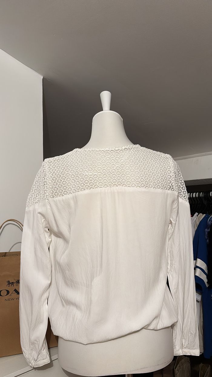 Blouse blanche dentelle Camaïeu T38 - photo numéro 3