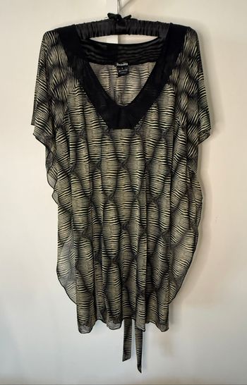 Paréo transparent noir et beige Darjeeling