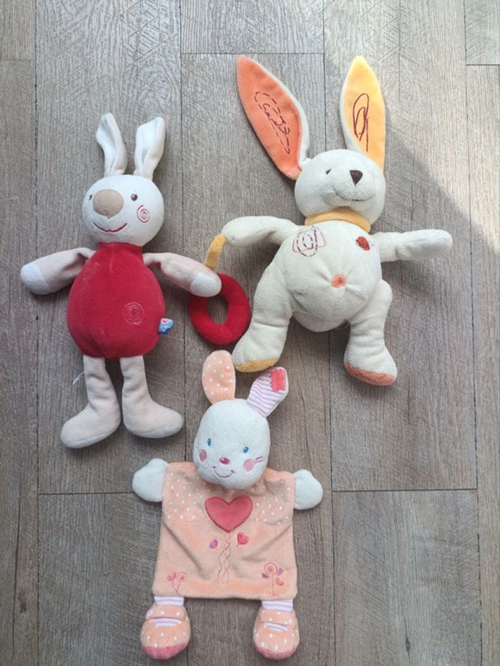Lot de 3 doudous lapins. - photo numéro 2