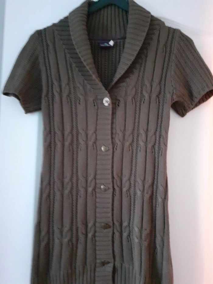 Long gilet fille manches courtes