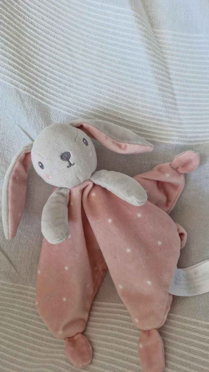 Doudou plat lapin rose avec étoiles simba - photo numéro 4