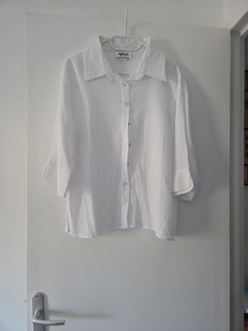 Chemise fluide blanche manche 3/4 taille 46 afibel très bon état