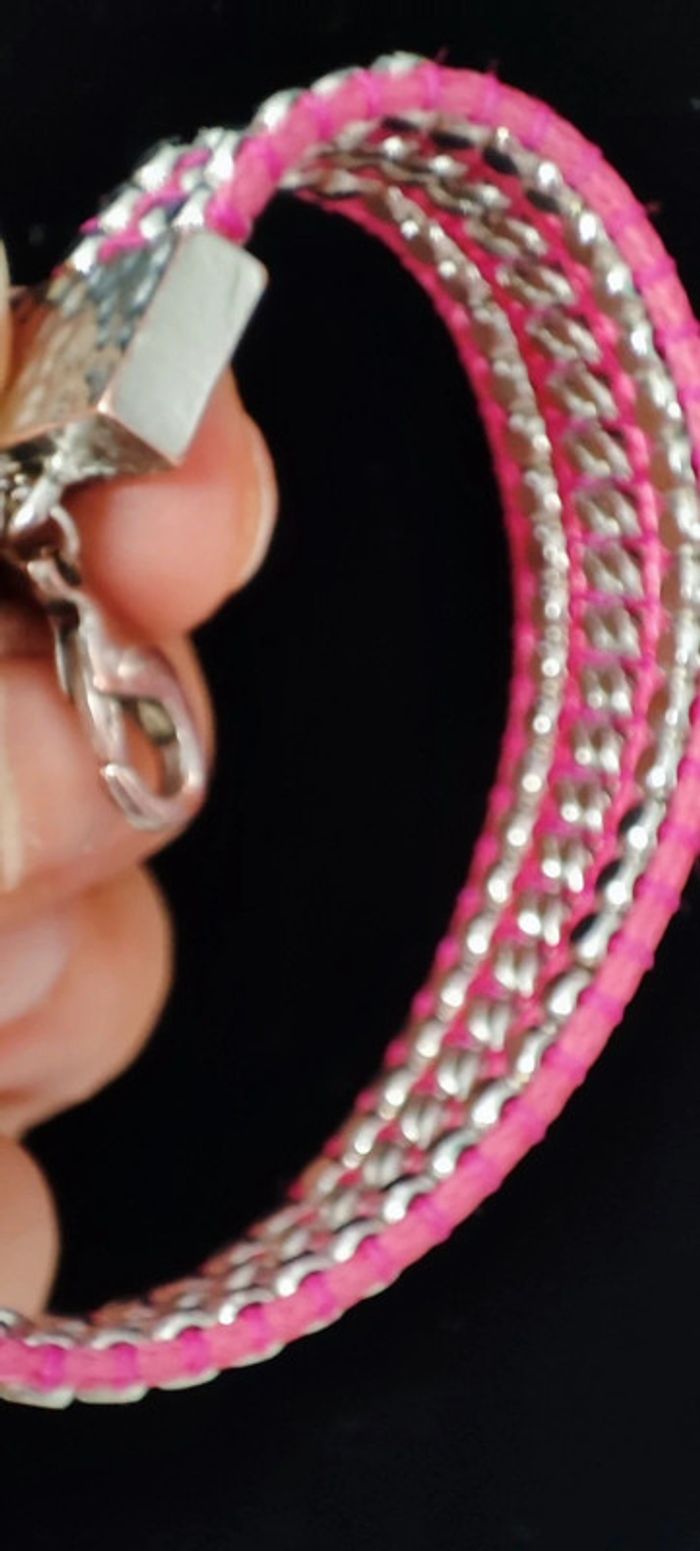 Bracelet articulé métal et tissu - photo numéro 5