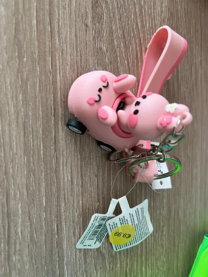 Porte clé lapin rose
