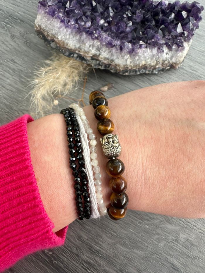 Bracelet en œil de tigre véritable d’Australie et Buddha – Pierre naturelle - photo numéro 5