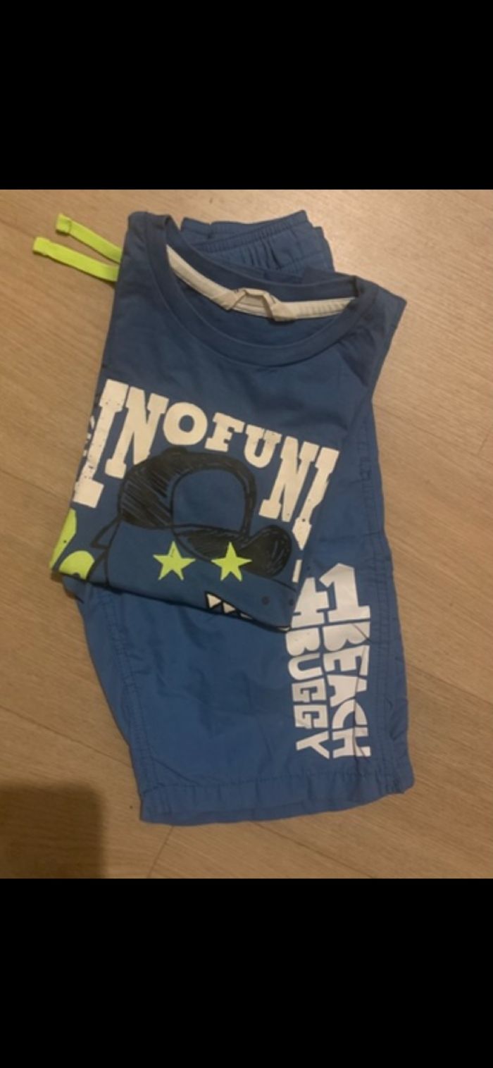 Ensemble été garçon bleu short et tee shirt 6/8ans marque H&M - photo numéro 2