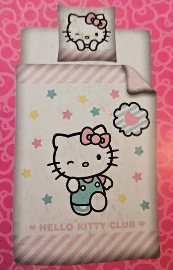 Parure de lit - 1 personne (housse de couette + taie d'oreiller) - Hello Kitty - Coton