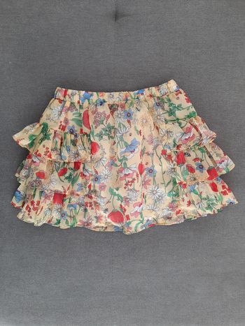 Jupe à volants H&M 4 ans jaune motifs fleurs rouges bleues et blanches