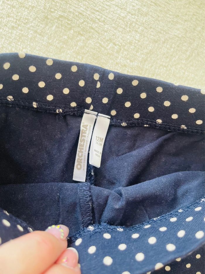Ensemble short bleu à pois blanc et débardeur blanc 12mois-74cm Orchestra - photo numéro 5