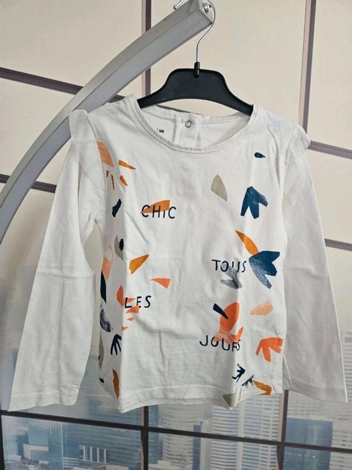 T-shirt manches longues blanc taille 36 mois - photo numéro 2