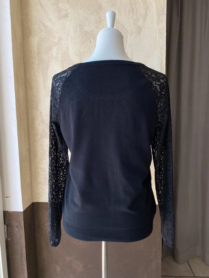 Joli Pull noir manches dentelle Promod M - photo numéro 4