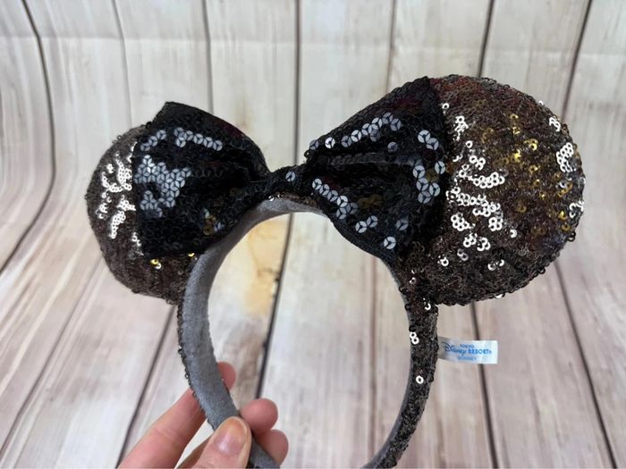 Ears (serre tête) oreilles de Minnie sequins noirs gris Tokyo Disneyland - photo numéro 4