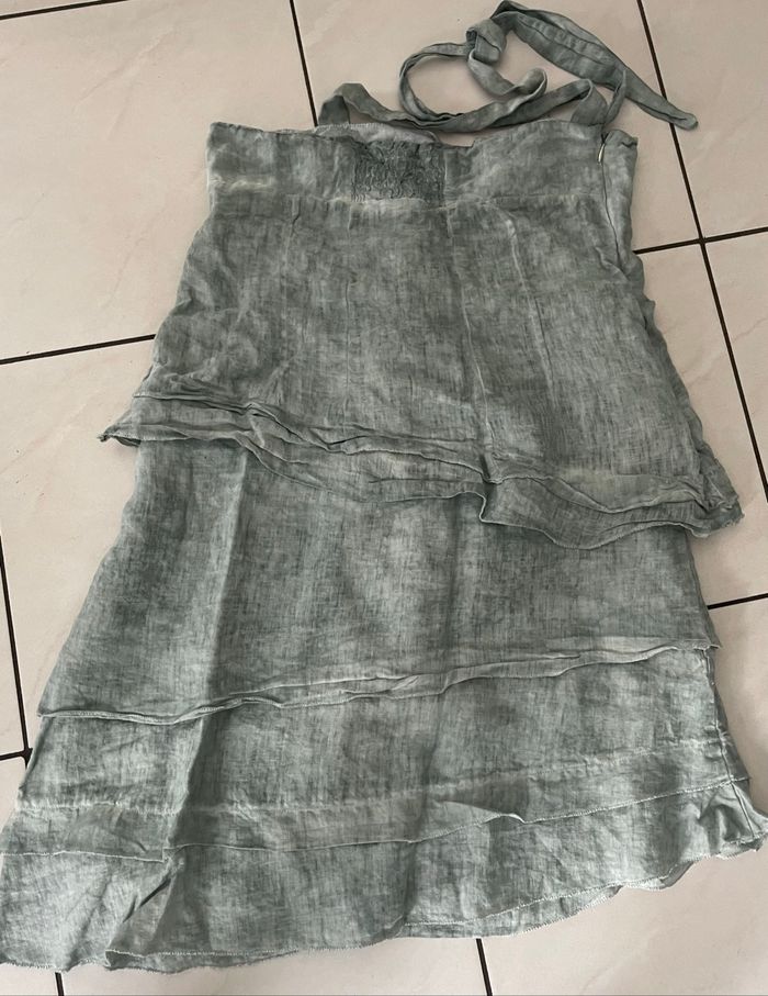 Belle robe One Step T 40 100% lin gris clair - photo numéro 7