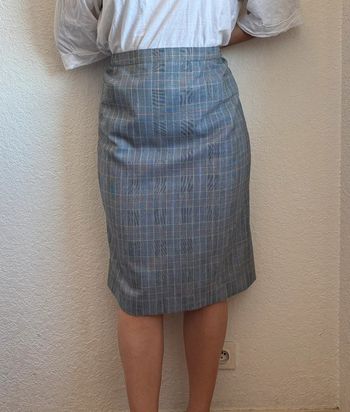 Jupe tailleur Weinberg Paris vintage 90s gris noir prince de galles carreaux taille XL/42