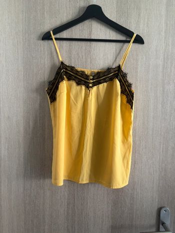 Caraco jaune dentelle noire - Blancheporte - T40