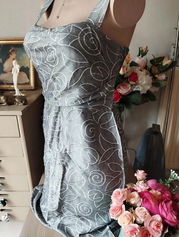 🌿Robe Drapée Motifs Fleuris Soie Sauvage T36/38🌿 - photo numéro 7