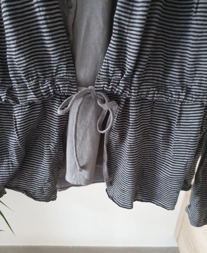 T shirt manches longues rayé gris - photo numéro 5