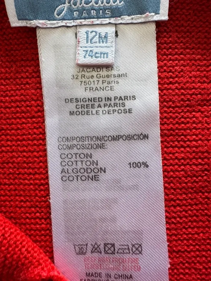 Gilet rouge Jacadi 12 mois TBE - photo numéro 5