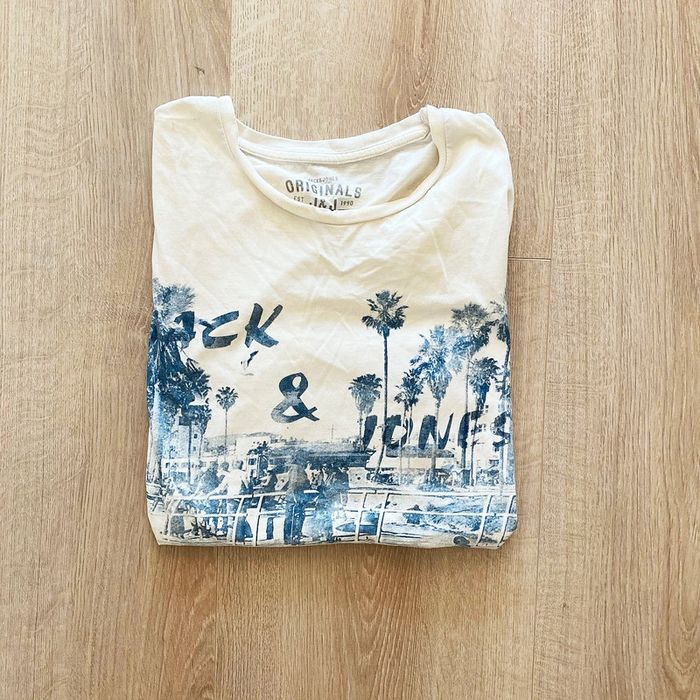 Jack and Jones T-Shirt US Vintage Aquarelle Painting Blanc Homme Exclusive Collection (Taille L)