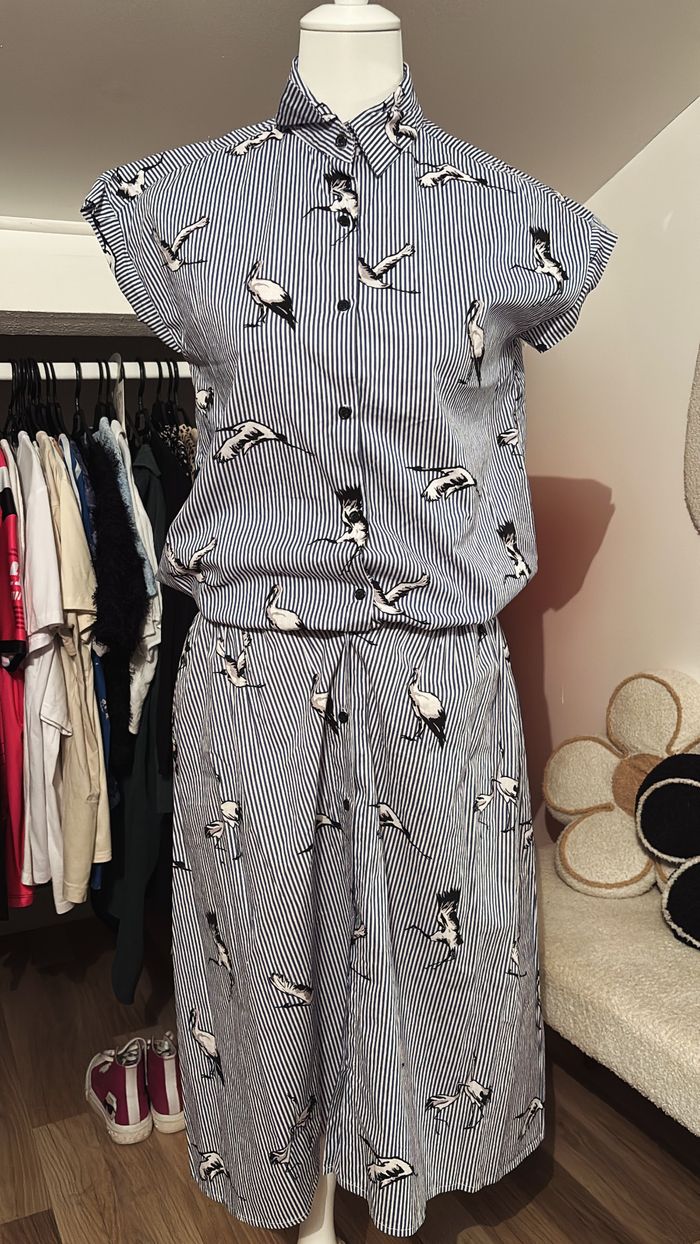 Ensemble haut chemise + jupes à rayures Vadim T36/38