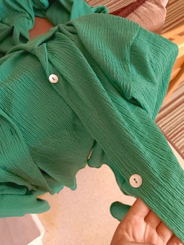 ensemble pantalon chemise vert - photo numéro 4