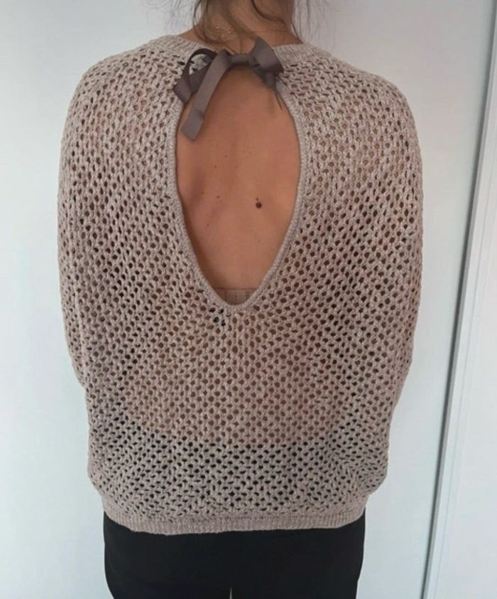 Pull beige ajouré