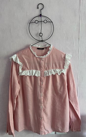 Chemise rayée corail et blanche