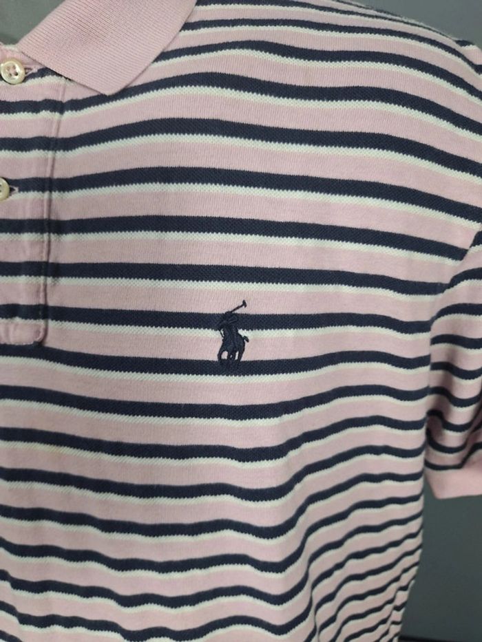 Polo Ralph Lauren rose a rayures - taille L - homme logo brodé (432) - photo numéro 4
