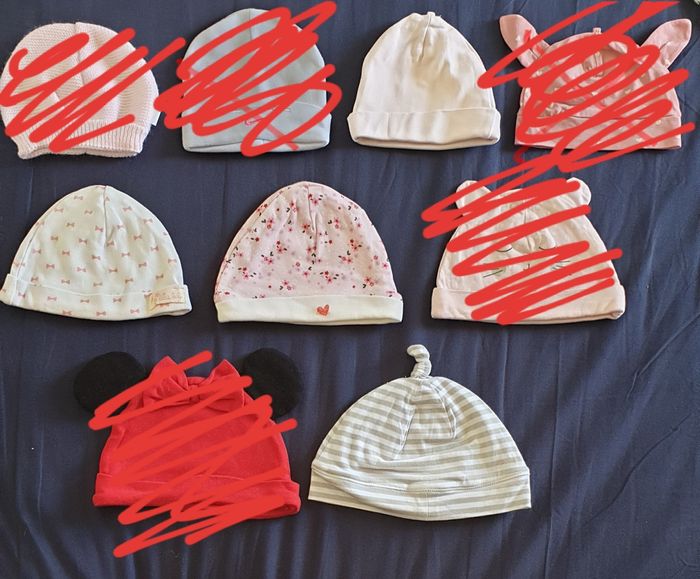 Lot de 4 bonnets naissance et premier mois