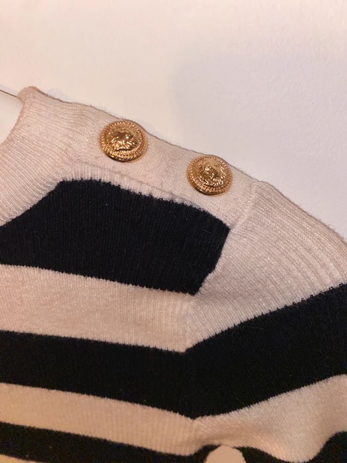 Pull chaussette marin crème et noir - photo numéro 2