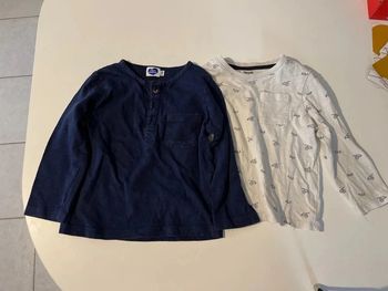 Lot 2 tee shirt mâché longue 24 mois
