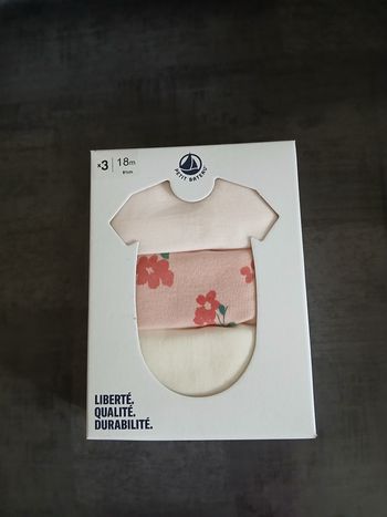lot de 3 bodies fille manches courtes petit bateau 81 cm 18 mois 