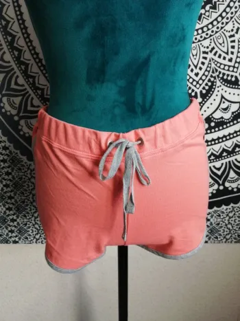 Short corail avec détails gris lien à nouer / one & unik / (M)
