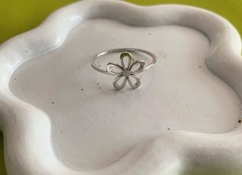 Bague bohème fleur en acier inoxydable argenté