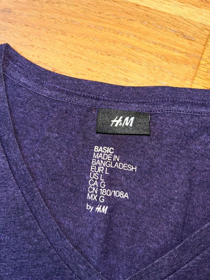 T-shirt manches courtes col v uni homme H&M - photo numéro 3