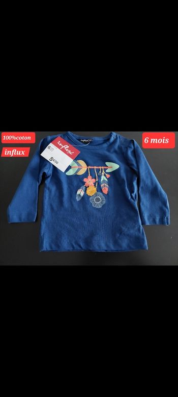 Haut influx bleu marine fille 6mois 